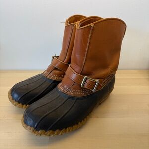 Vintage L.L.Bean Duck Boots Womens 8M Brown Leather Strap Buckle Rain USA